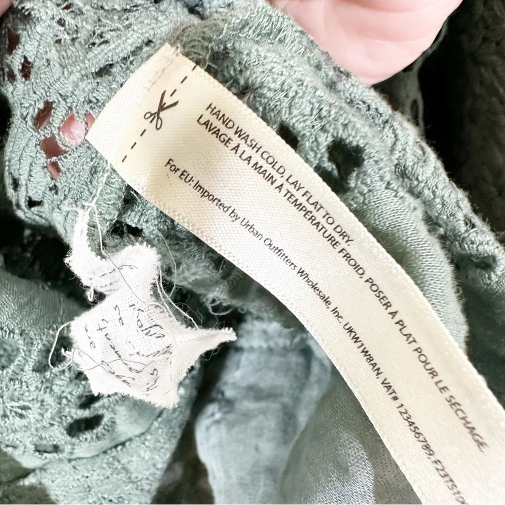 NEW Free People FP One Naya Lace Green Sea Spray Boho Blouse M